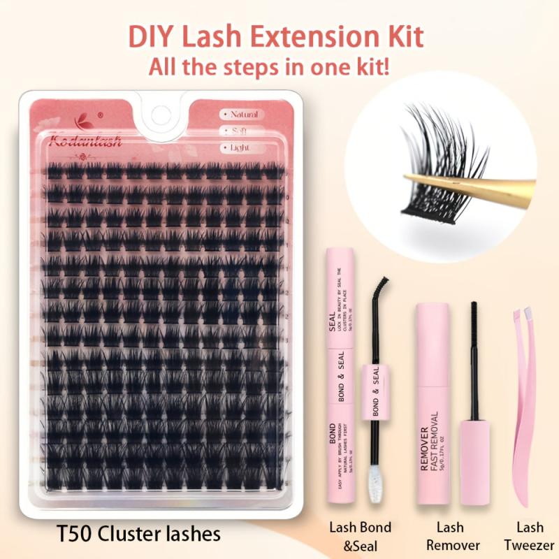 168pcs Cluster Lashes DIY Lash Extension Natural D Curling False Eyelashes Kit