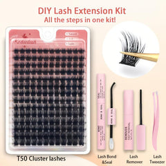 168pcs Cluster Lashes DIY Lash Extension Natural D Curling False Eyelashes Kit