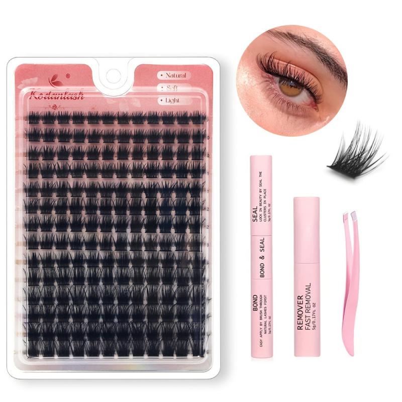 168pcs Cluster Lashes DIY Lash Extension Natural D Curling False Eyelashes Kit
