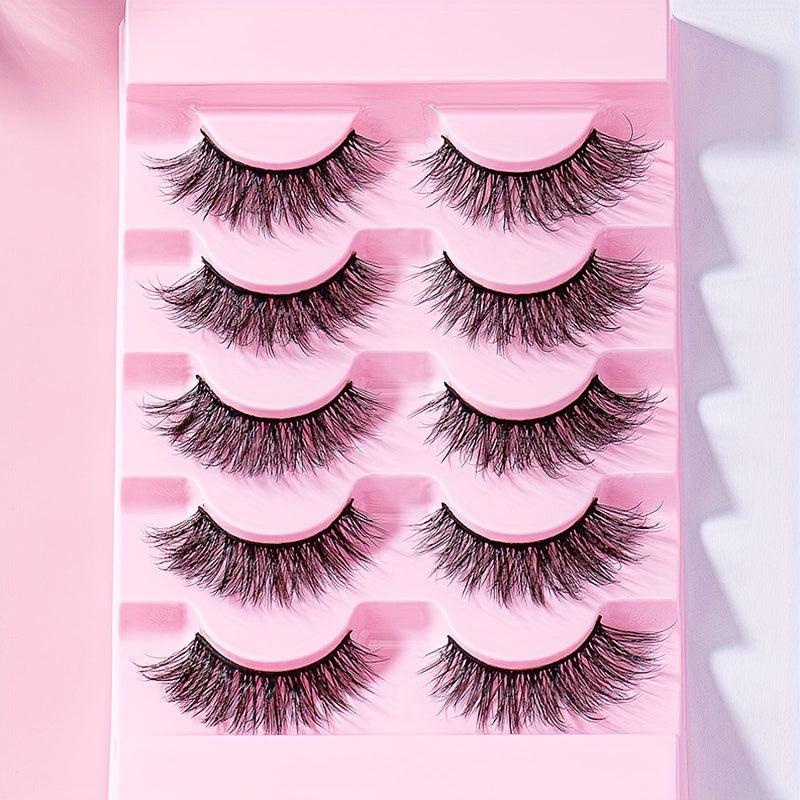 5 Pairs 5D 15mm Manga Lashes Curly Crisscross Anime Soft Full Strip Lashes