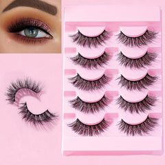 5 Pairs 5D 15mm Manga Lashes Curly Crisscross Anime Soft Full Strip Lashes