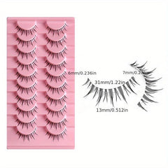 10 Pairs Cat Eye Lashes w/ Transparent Stems