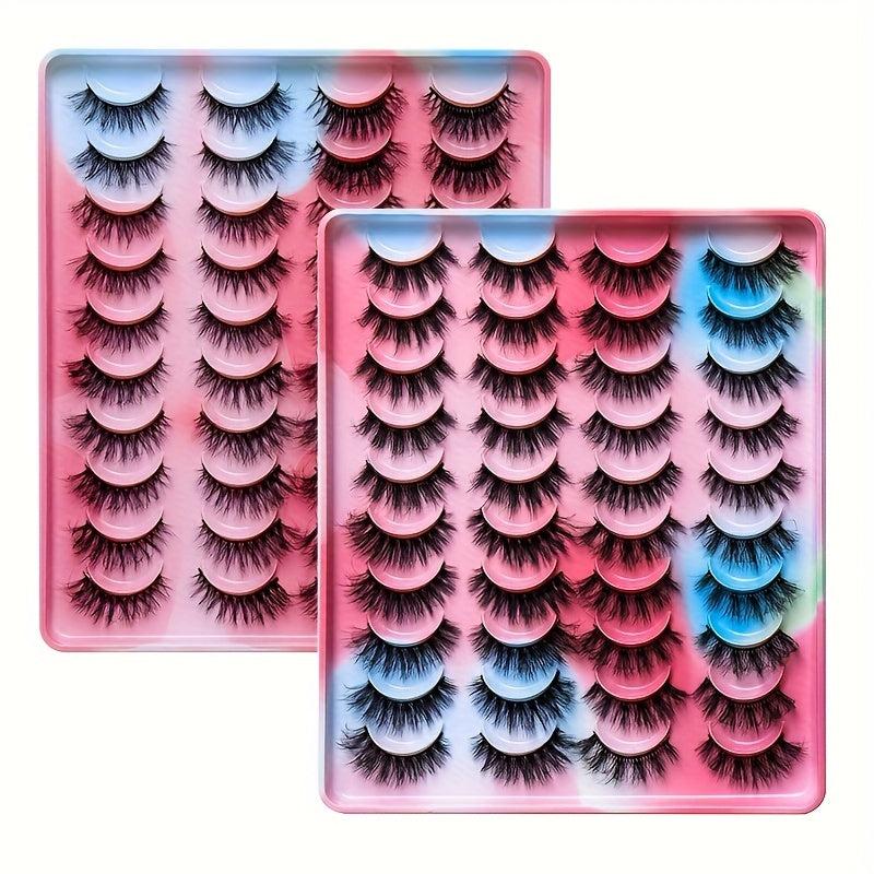 20 Pairs 3D Mink False Eyelashes Thick Volume Messy Curly Faux Lashes Packs