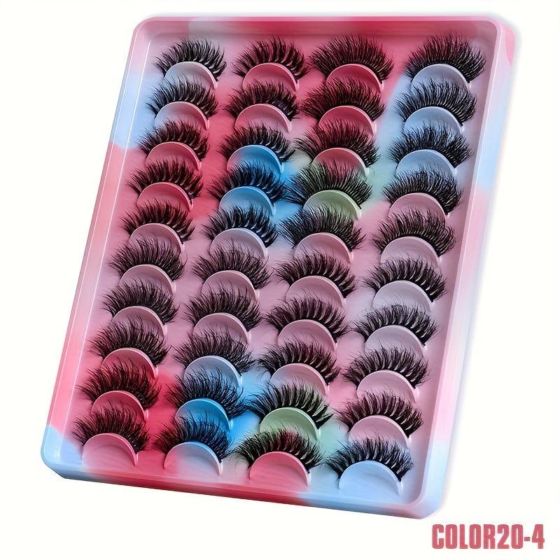 20 Pairs 3D Mink False Eyelashes Thick Volume Messy Curly Faux Lashes Packs