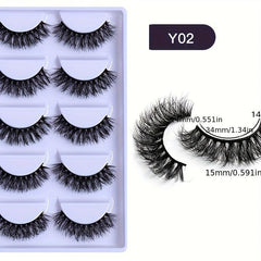 5 Pairs Short Natural Look Faux Mink False Eyelashes Thick Volume