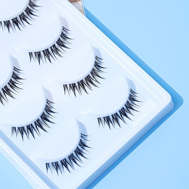 5pairs Natural & Long False Eyelashes 4 12mm W-shaped Fishtail Eyelashes