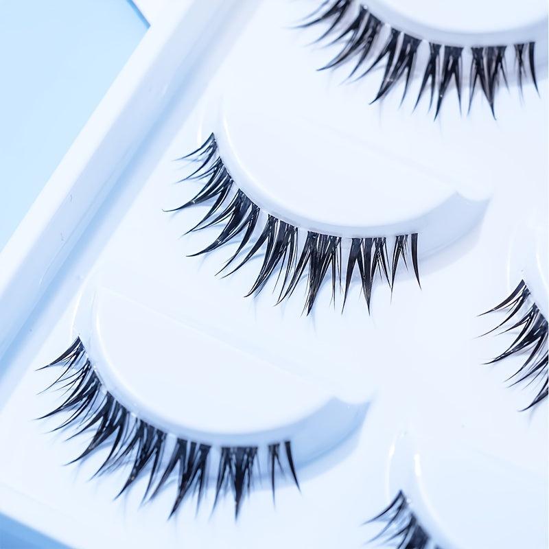 5pairs Natural & Long False Eyelashes 4 12mm W-shaped Fishtail Eyelashes