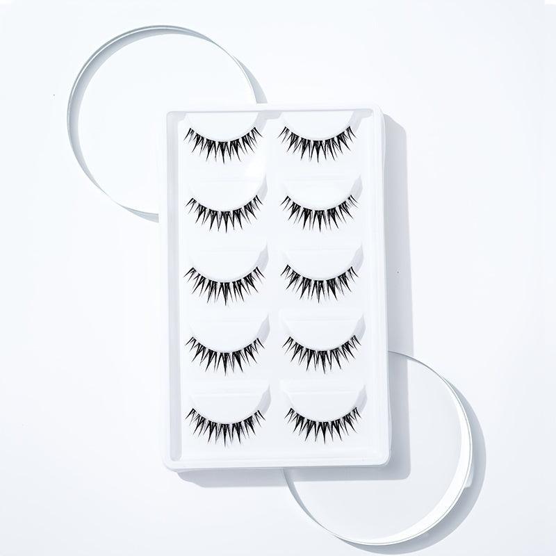 5pairs Natural & Long False Eyelashes 4 12mm W-shaped Fishtail Eyelashes