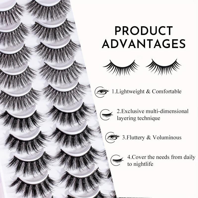 20 Pairs 3D Faux Mink Lashes Natural Fluffy Soft Wispy Reusable Eyelash Makeup