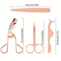 4Pcs Eyelashes Tool Set with Curlers, Applicator, Tweezers, Scissors
