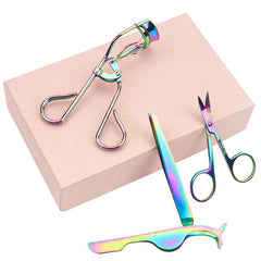 4Pcs Eyelashes Tool Set with Curlers, Applicator, Tweezers, Scissors