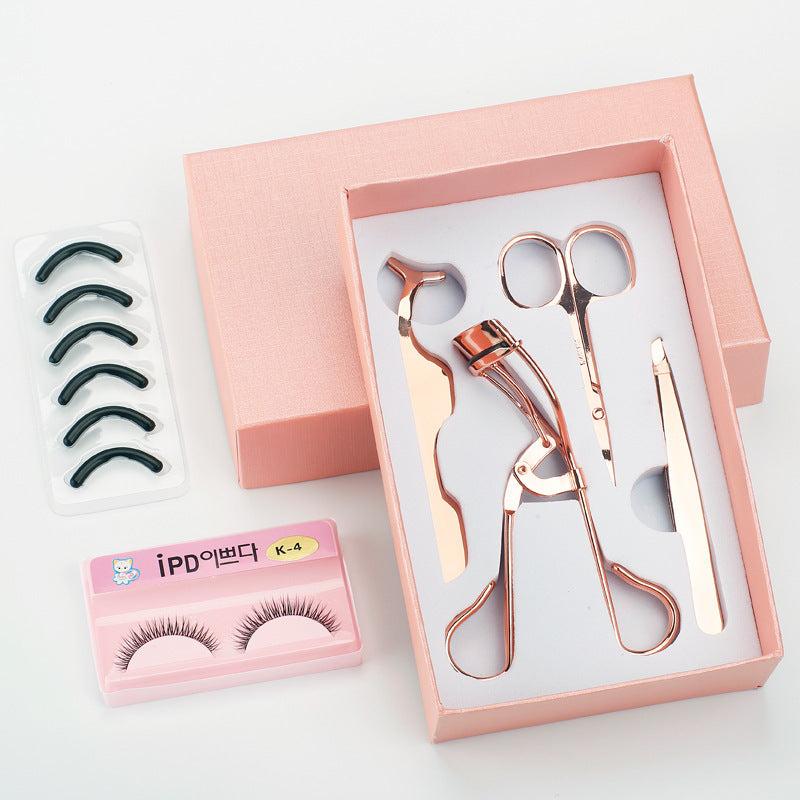4Pcs Eyelashes Tool Set with Curlers, Applicator, Tweezers, Scissors