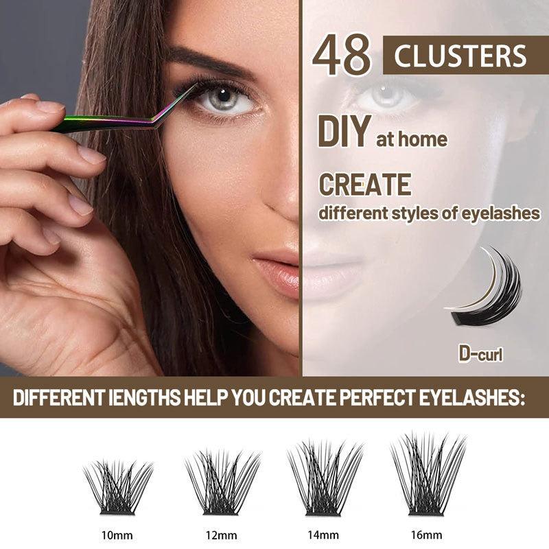 Individual Lashes 48 Pcs D Curl 8 16mm Lash Clusters Mixed Length