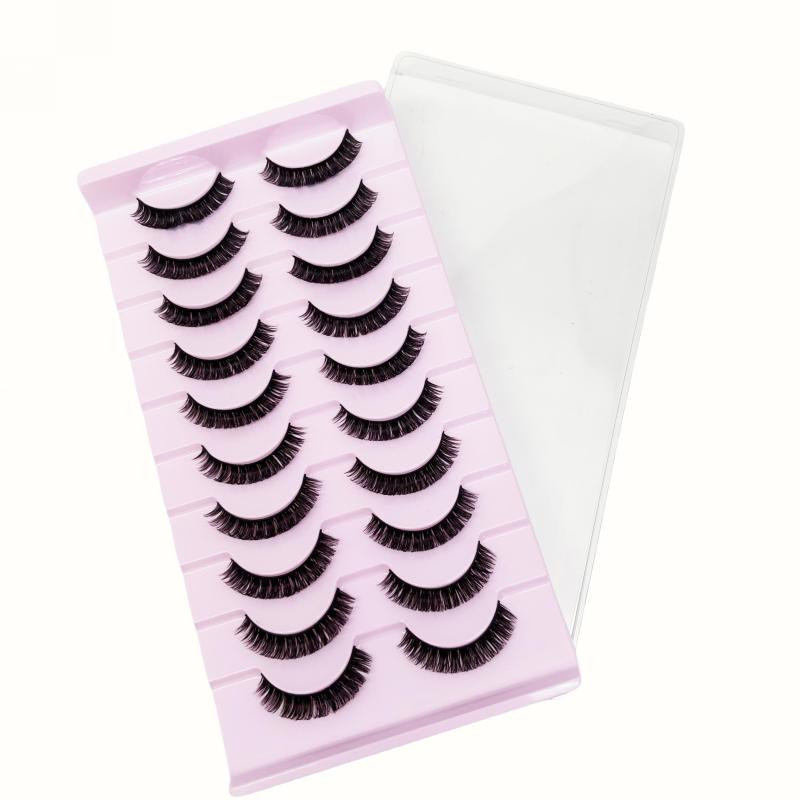 10 Pairs D Curly Natural Mink Lashes 8mm Wispy Fluffy Volume Soft Eye Lashes