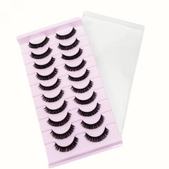 10 Pairs D Curly Natural Mink Lashes 8mm Wispy Fluffy Volume Soft Eye Lashes