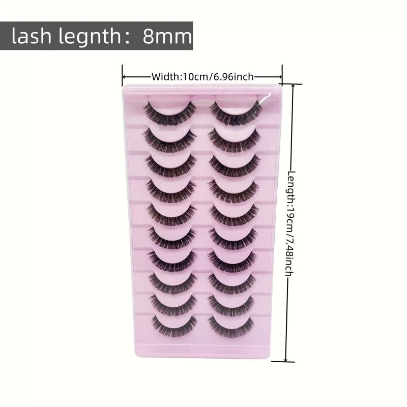 10 Pairs D Curly Natural Mink Lashes 8mm Wispy Fluffy Volume Soft Eye Lashes