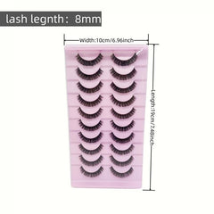 10 Pairs D Curly Natural Mink Lashes 8mm Wispy Fluffy Volume Soft Eye Lashes