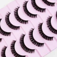 10 Pairs D Curly Natural Mink Lashes 8mm Wispy Fluffy Volume Soft Eye Lashes