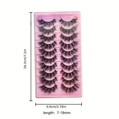 10 Pairs Faux Mink Hair False Eyelashes Natural Curling Messy Thick 3D