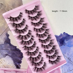 10 Pairs Faux Mink Hair False Eyelashes Natural Curling Messy Thick 3D