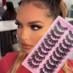 10 Pairs Faux Mink Hair False Eyelashes Natural Curling Messy Thick 3D