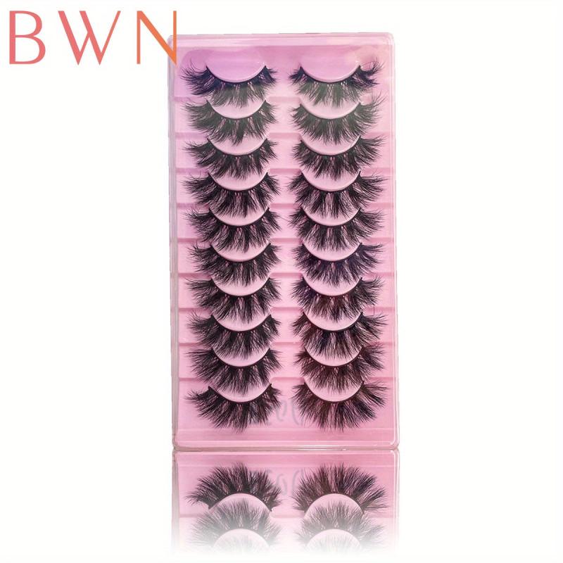 10 Pairs Faux Mink Hair False Eyelashes Natural Curling Messy Thick 3D