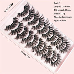 10 Pairs Faux Mink Natural Thick Curly False Eyelashes