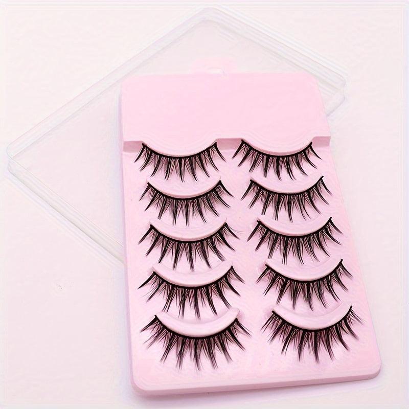 5 Pairs Natural Long False Eyelashes, Manga Style Lashes