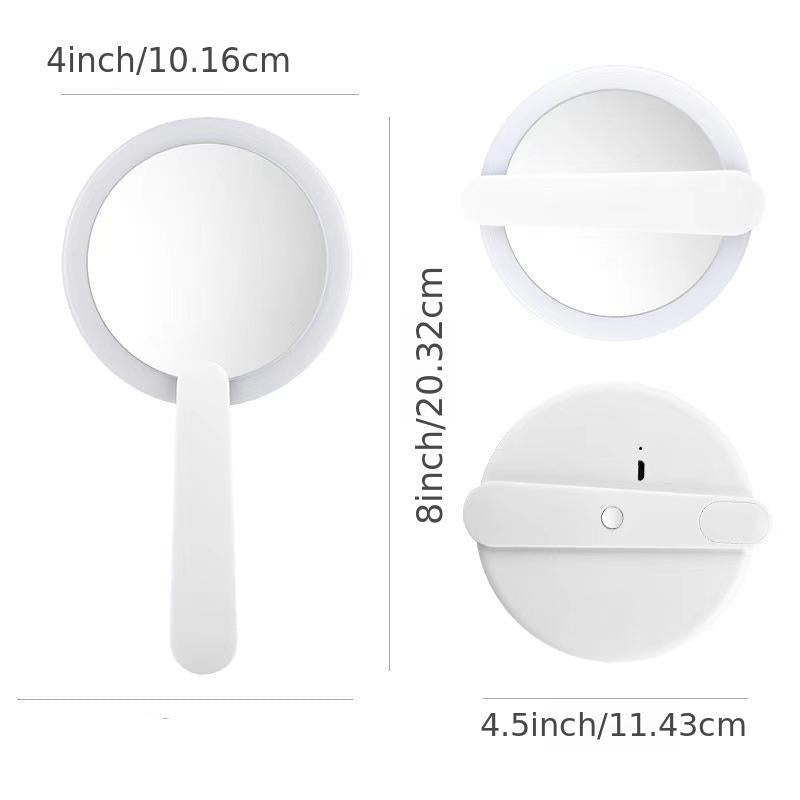 Rechargeable Lighted Mirror Swivel Handle Makeup Mirror