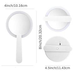 Rechargeable Lighted Mirror Swivel Handle Makeup Mirror