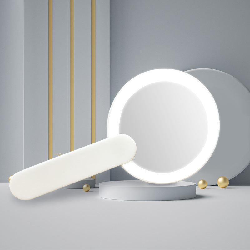 Rechargeable Lighted Mirror Swivel Handle Makeup Mirror