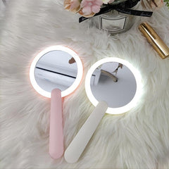 Rechargeable Lighted Mirror Swivel Handle Makeup Mirror