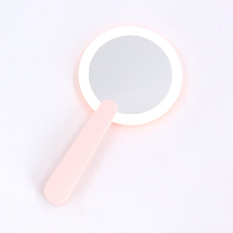 Rechargeable Lighted Mirror Swivel Handle Makeup Mirror