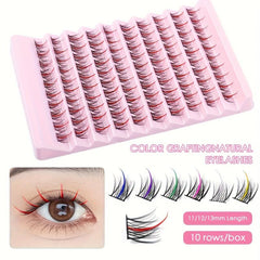 Colorful D Curl Eyelash Extensions 100 Clusters 14mm DIY Lash Extensions