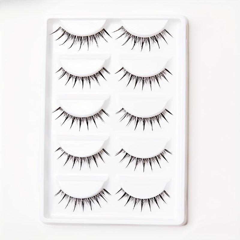 5 Pairs Crisscross Wispy False Eyelashes Japanese Style Anime Lashes