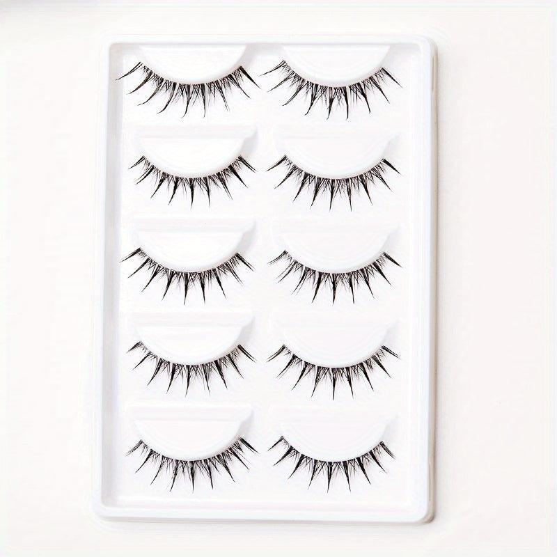5 Pairs Crisscross Wispy False Eyelashes Japanese Style Anime Lashes