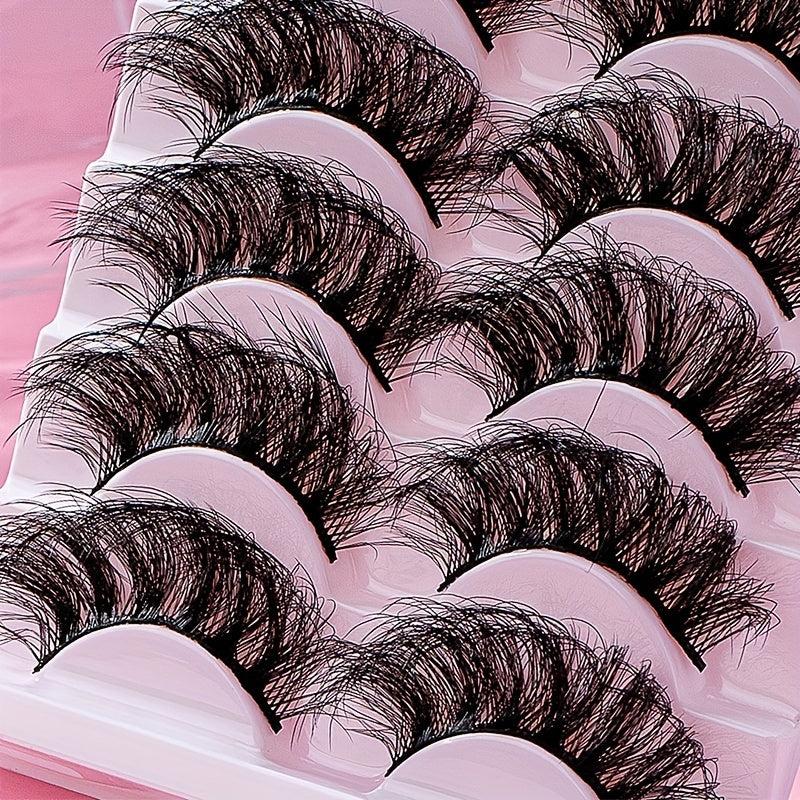 5 Pairs 22mm Fishtail False Eyelashes Multilayered Fluffy Curly