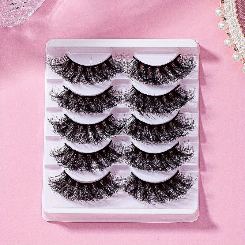 5 Pairs 22mm Fishtail False Eyelashes Multilayered Fluffy Curly