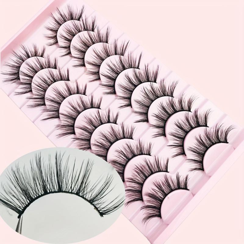 10 Pairs Faux Mink Eyelashes Reusable False Eyelashes For Beginners