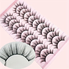 10 Pairs Faux Mink Eyelashes Reusable False Eyelashes For Beginners
