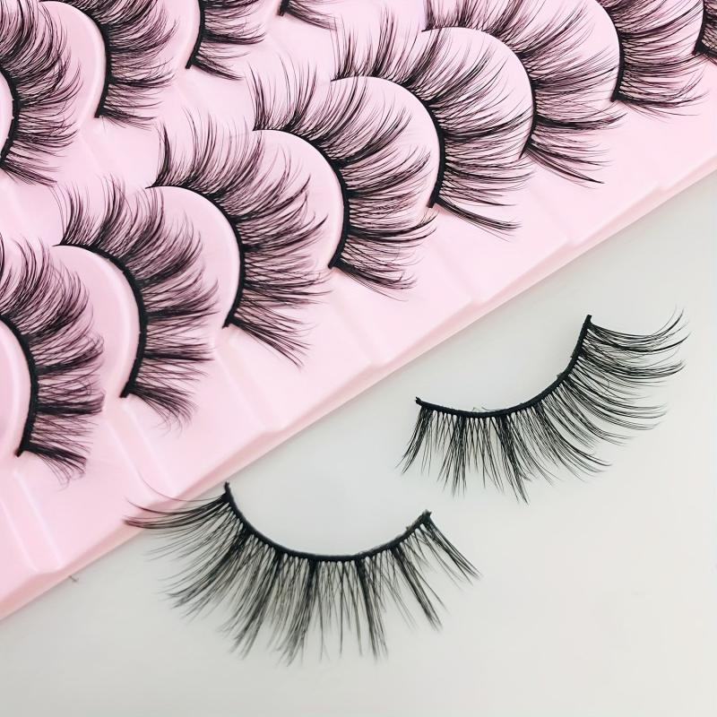 10 Pairs Faux Mink Eyelashes Reusable False Eyelashes For Beginners