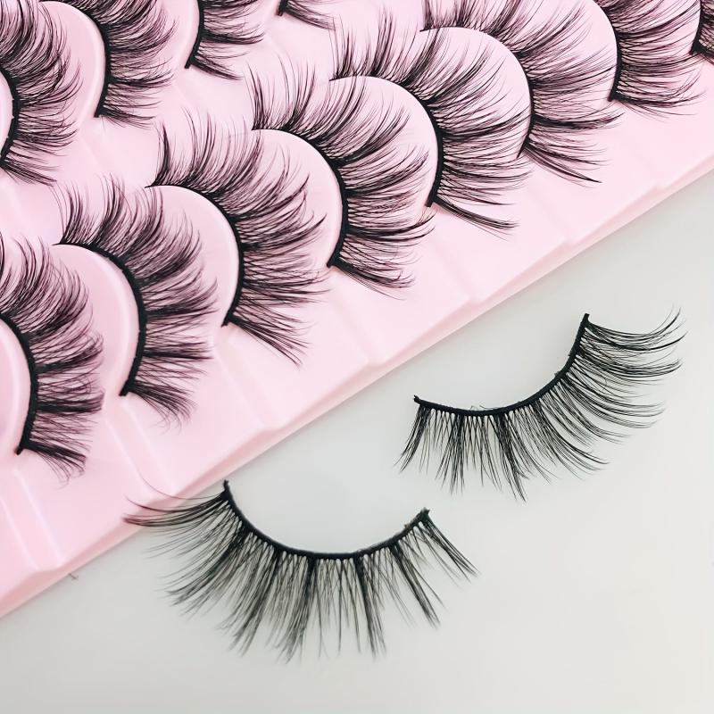 10 Pairs Faux Mink Eyelashes Reusable False Eyelashes For Beginners