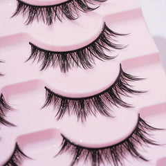 7 Pairs Natural Look Manga Anime False Eyelashes 13mm Curly Wispy Fluffy Lashes
