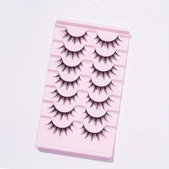 7 Pairs Natural Look Manga Anime False Eyelashes 13mm Curly Wispy Fluffy Lashes