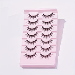 7 Pairs Natural Look Manga Anime False Eyelashes 13mm Curly Wispy Fluffy Lashes