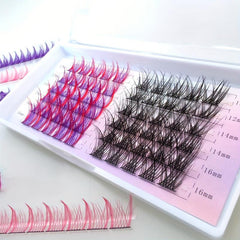 10 Rows DIY Cluster and Purple Red False Eyelashes