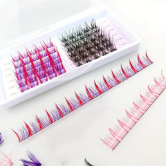 10 Rows DIY Cluster and Purple Red False Eyelashes