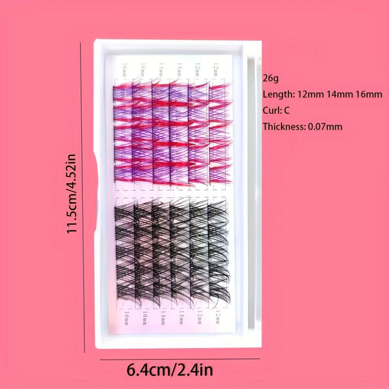 10 Rows DIY Cluster and Purple Red False Eyelashes