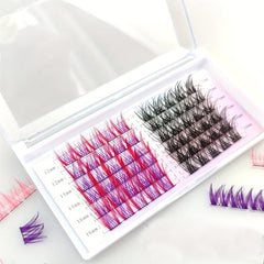 10 Rows DIY Cluster and Purple Red False Eyelashes