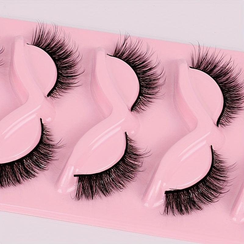 5 Pairs Fox Eye Lashes 3D Winged Natural Eyelashes Thick Curly Makeup Extension